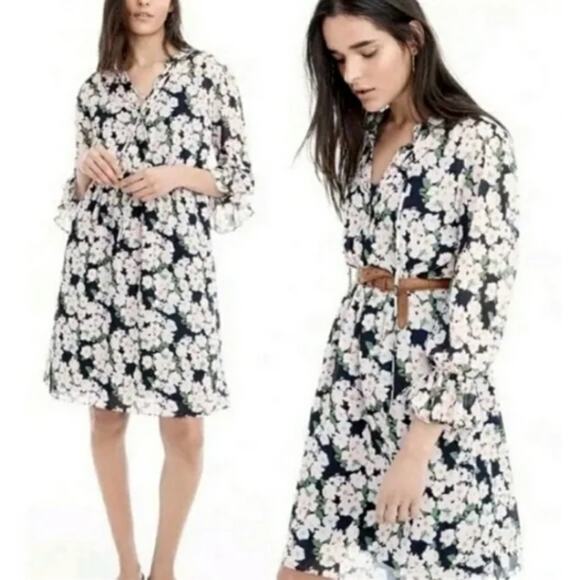 2/$30 J. Crew Mercantile Drapey Tie Front Dress French Floral Blossom Size M - Picture 1 of 12